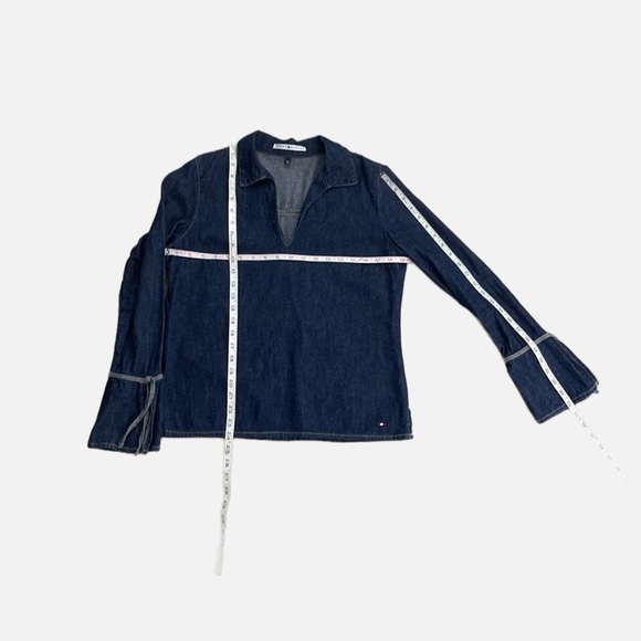 Vintage Tommy Hilfiger Denim Tunic Top Y2K Blue Bell Sleeves Size Medium Rare - Picture 9 of 10